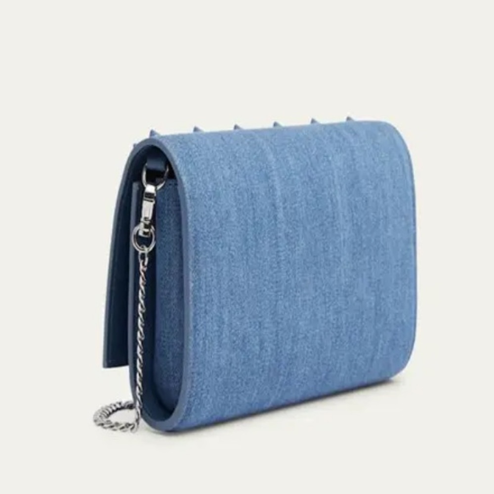 Christian Louboutin Paloma Loubinthesky Denim Wallet on Chain $1390 Retail - Picture 3 of 9